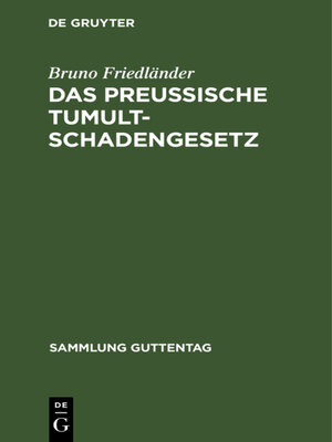 cover image of Das preussische Tumultschadengesetz